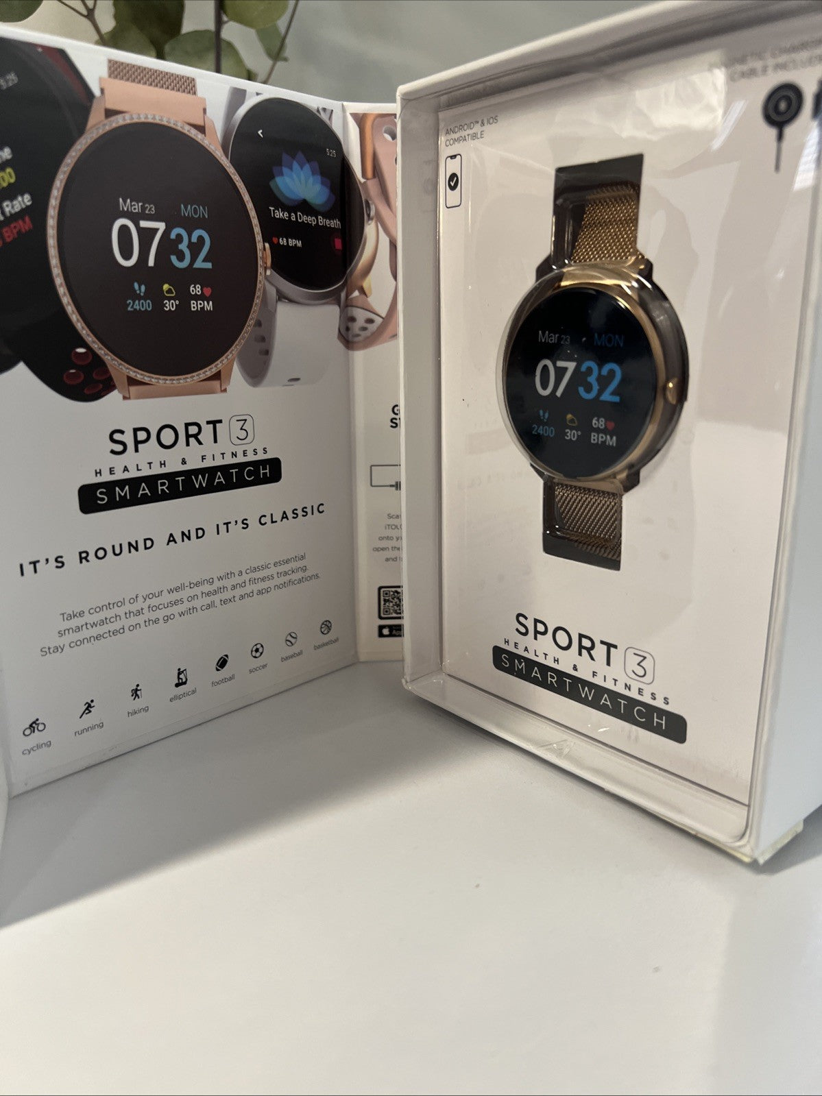 Itouch Sport 3 Smart Watch & Fitness Tracker, Women & Men, (43mm), Rosegold  New