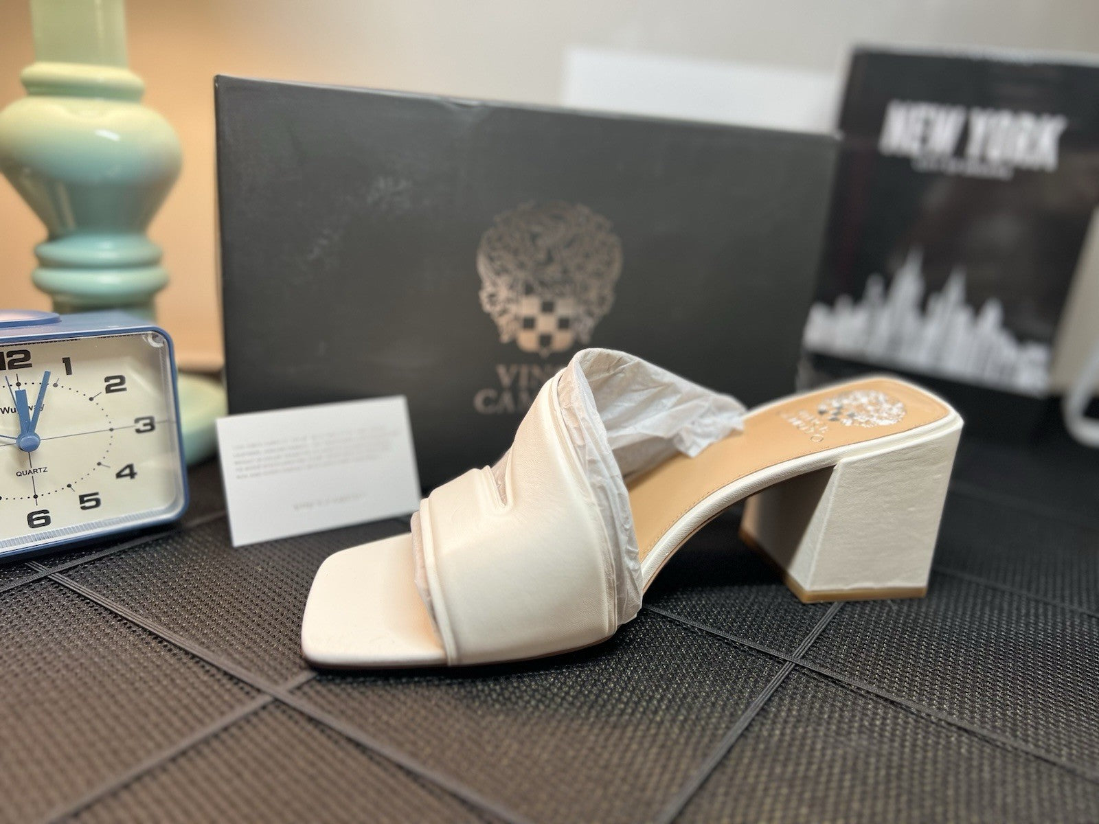 Vince Camuto Leather Strappy Mules Jinani Coconut Cream  Baby Sheep Size 12M