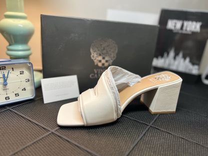 Vince Camuto Leather Strappy Mules Jinani Coconut Cream  Baby Sheep Size 12M