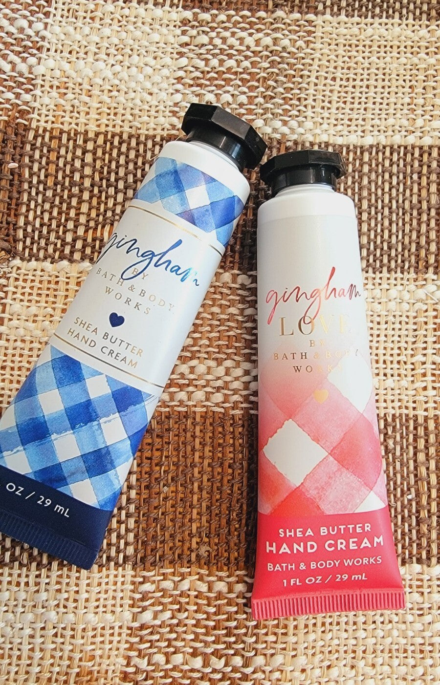2 Bath & Body Works Gingham Love & Original Shea Butter Hand Cream 1 fl oz each