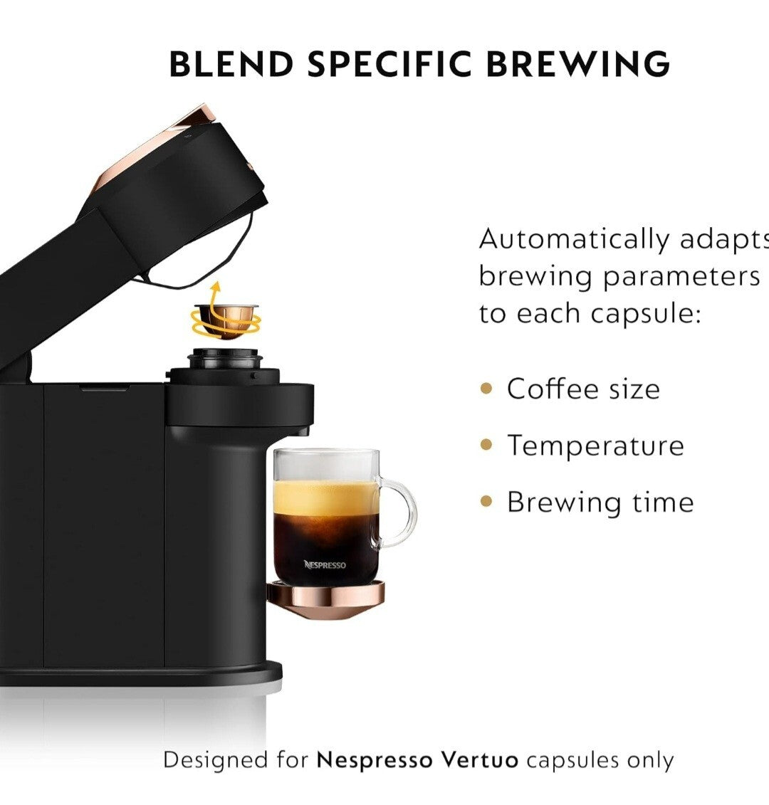 Vertuo Coffee and Espresso Maker, Black Matte Rose Gold New Openbox