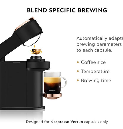 Vertuo Coffee and Espresso Maker, Black Matte Rose Gold New Openbox