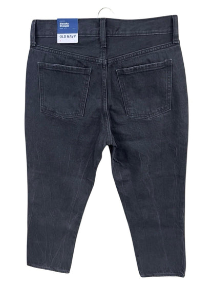 Old Navy Distressed Black Slouchy Straight High Rise Crop Jeans Size 4  NWT