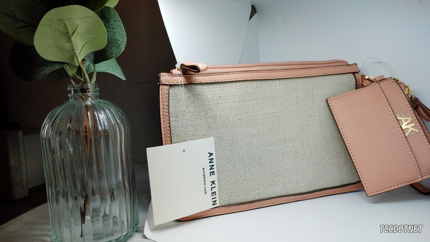Anne Klein 2-pc Wristlet /Card Case with Pouch in Carnation Pink NWT