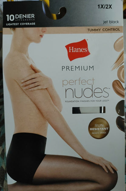 Hanes Women’s Stockings Black 1X/ 2X Tummy Control sheer plus