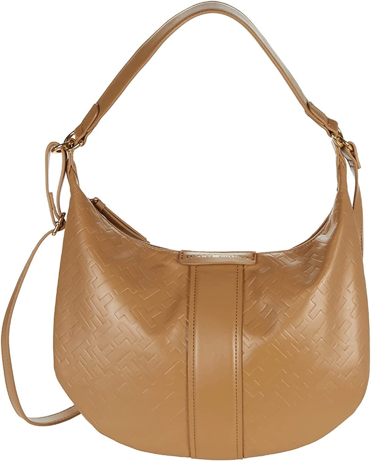 Tommy Hilfiger Cameron II-Convertible Satchel Hobo-TH Bias Embossed PVC