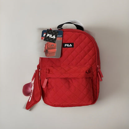 Fila Womens Backpack Red Quilt With Pouch Medium Eileen 2-pc Set Backpack NWT
