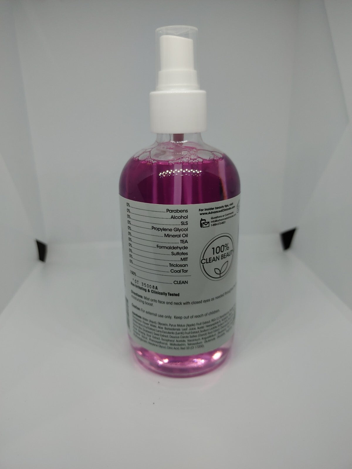 Advanced Clinicals Collagen + Rosewater Plump + Glow Facial Mist 8fl.oz 