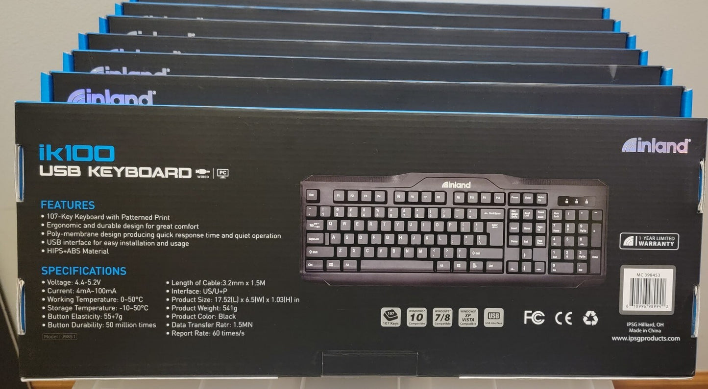 Inland ik100 Wired USB Keyboard Micro Center NEW. 