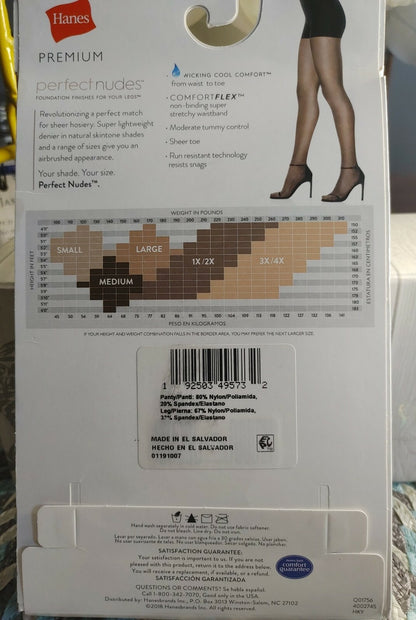Hanes Women’s Stockings Black 1X/ 2X Tummy Control sheer plus