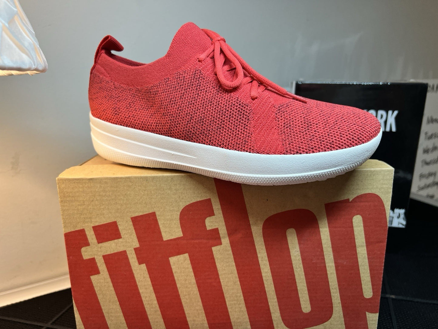 FitFlop Womens F-SPORTY UBERKNIT Athletic Sneakers Breathable Slip on NIN Red