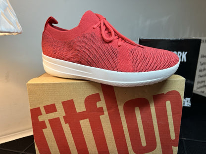 FitFlop Womens F-SPORTY UBERKNIT Athletic Sneakers Breathable Slip on NIN Red