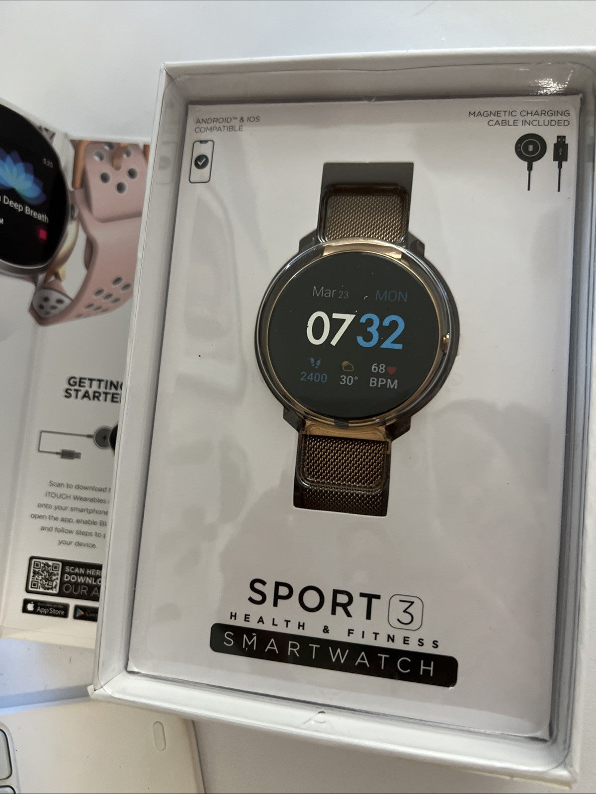 Itouch Sport 3 Smart Watch & Fitness Tracker, Women & Men, (43mm), Rosegold  New