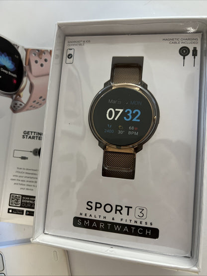 Itouch Sport 3 Smart Watch & Fitness Tracker, Women & Men, (43mm), Rosegold  New