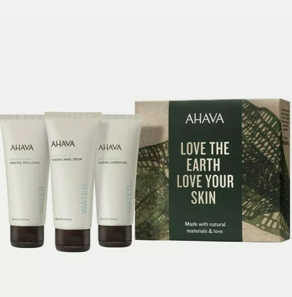 AHAVA Dead Sea Mineral Hand Cream Body Lotion Shower Gel Set Revitalize Skin 