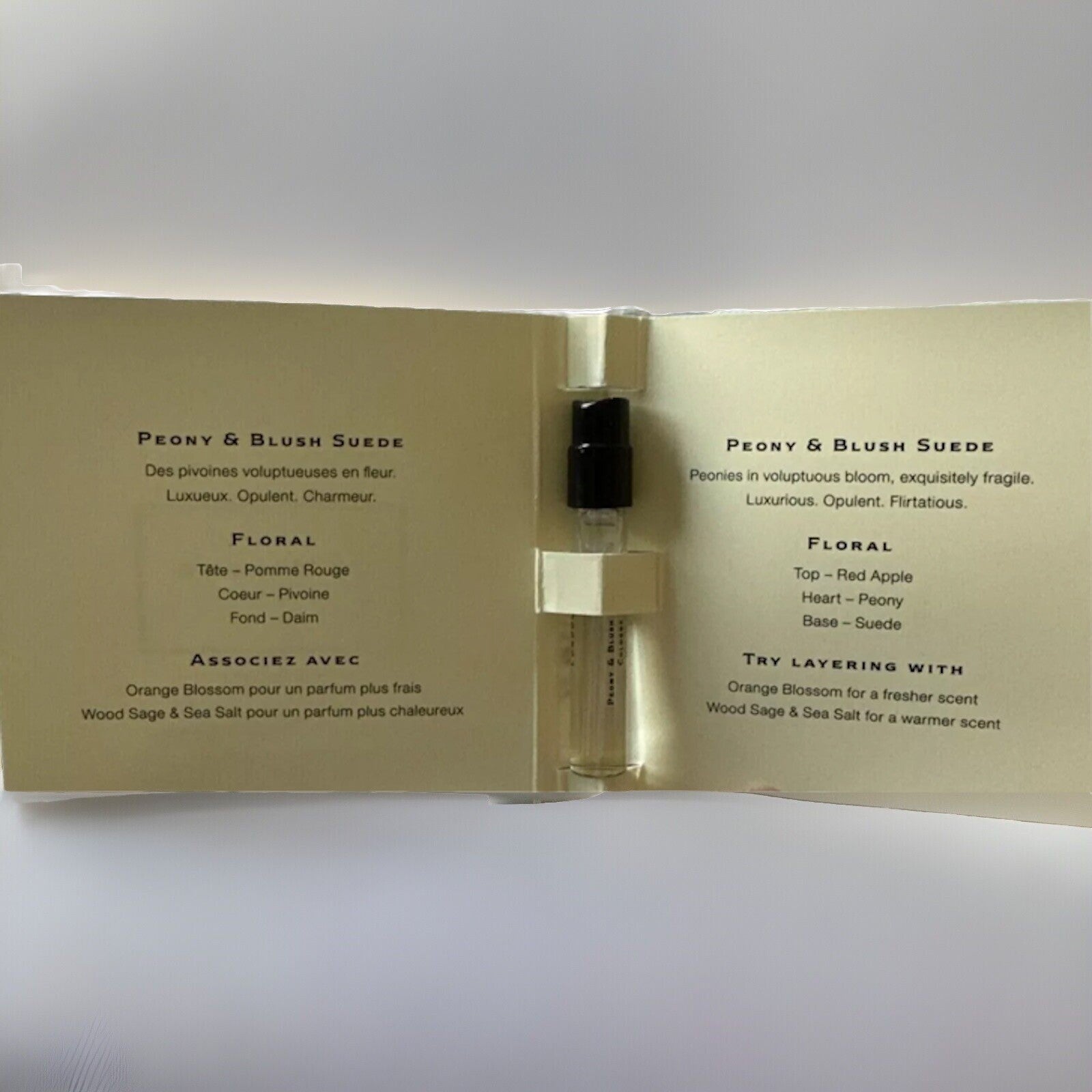 Jo Malone London Peony & Blush Suede Cologne Sample Vial Spray .05oz 1.5ml