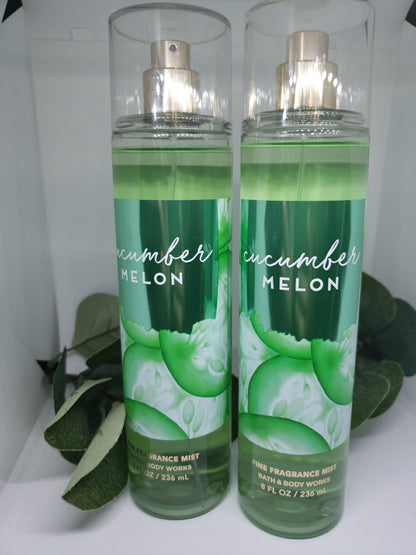 Bath & Body Works Cucumber Melon 2025 Fine Fragrance Mist Spray Splash 8oz. 2-pk