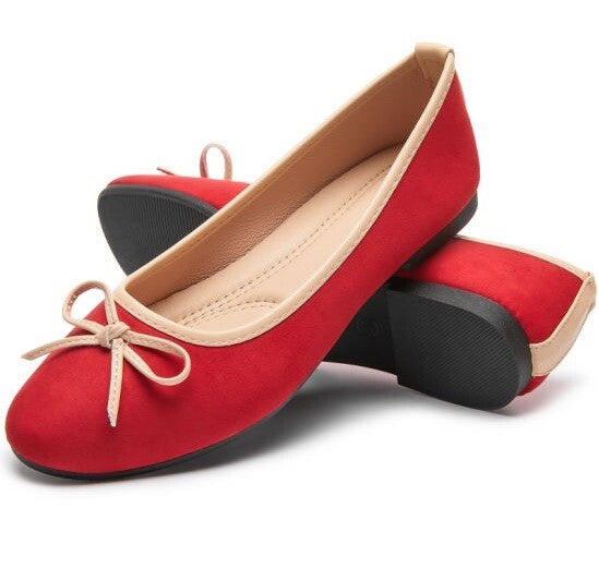 Women Red Shoes Size  9 Ballet/ Christmas/Slip On Red suede pumps New