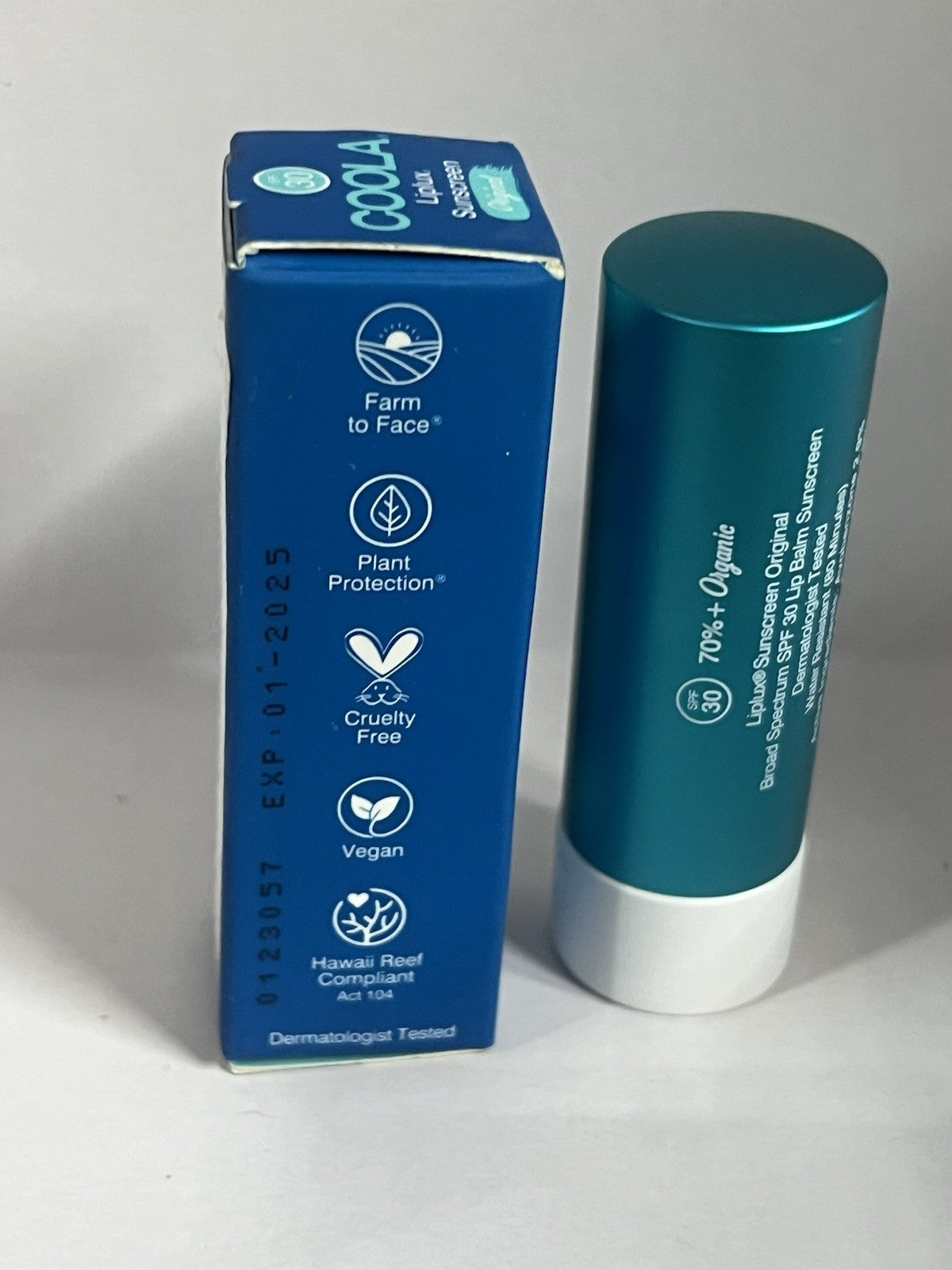 COOLA Classic Liplux Organic Lip Balm Sunscreen SPF 30 .15oz Full Size Exp 01/25