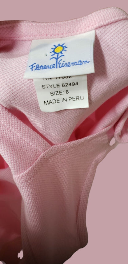 Florence Eiseman Girls  Pink Pique Knit Dress Flower Size 6