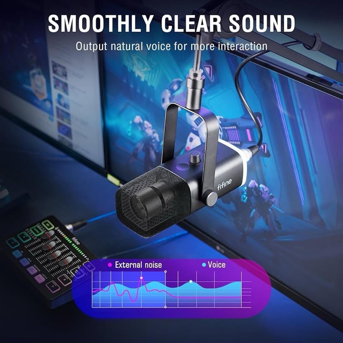 FIFINE Gaming Equipment Bundle, Dynamic XLR/USB Gaming Microphone Set With Mixer
