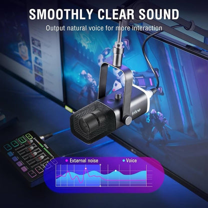 FIFINE Gaming Equipment Bundle, Dynamic XLR/USB Gaming Microphone Set With Mixer