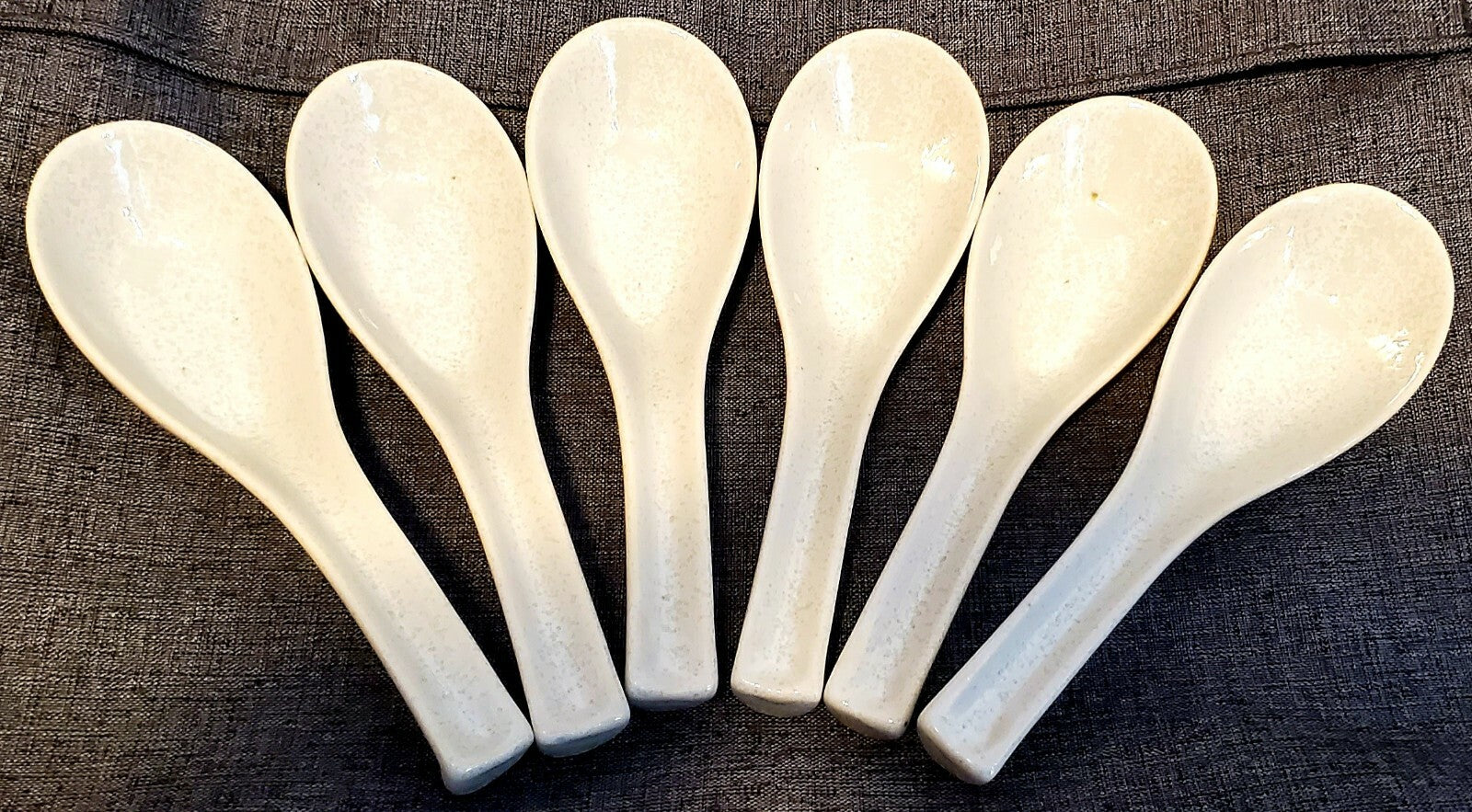 Asian Chinese Ramen Noodle Soup Spoons Long Handle Hook. Set of 6