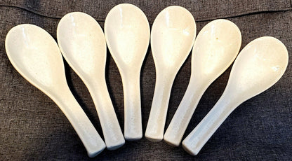 Asian Chinese Ramen Noodle Soup Spoons Long Handle Hook. Set of 6