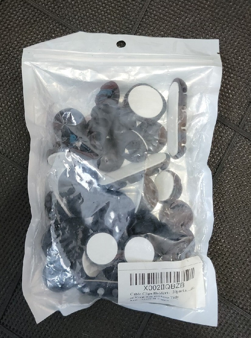 Cable Clips 30 Pack Black Adhesive Cord Holders Ideal Cords Management ...NEW