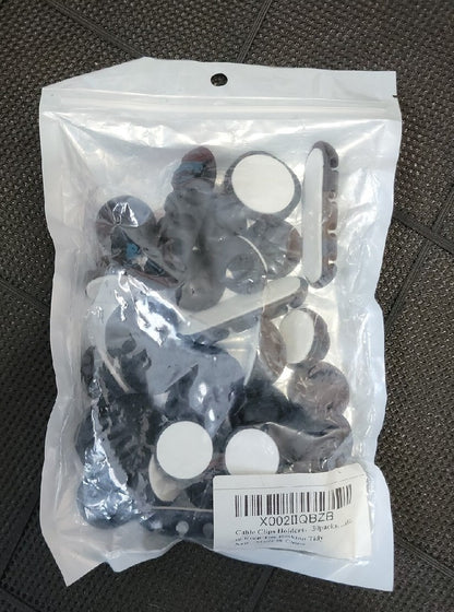 Cable Clips 30 Pack Black Adhesive Cord Holders Ideal Cords Management ...NEW