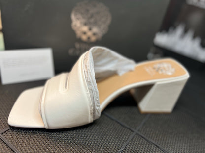 Vince Camuto Leather Strappy Mules Jinani Coconut Cream  Baby Sheep Size 12M