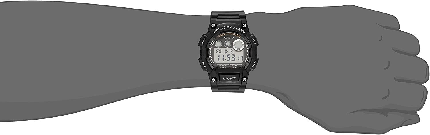 Casio W735H-1AV, Black, 100m Water Resistance /Resin Men Watch w/free Clear case