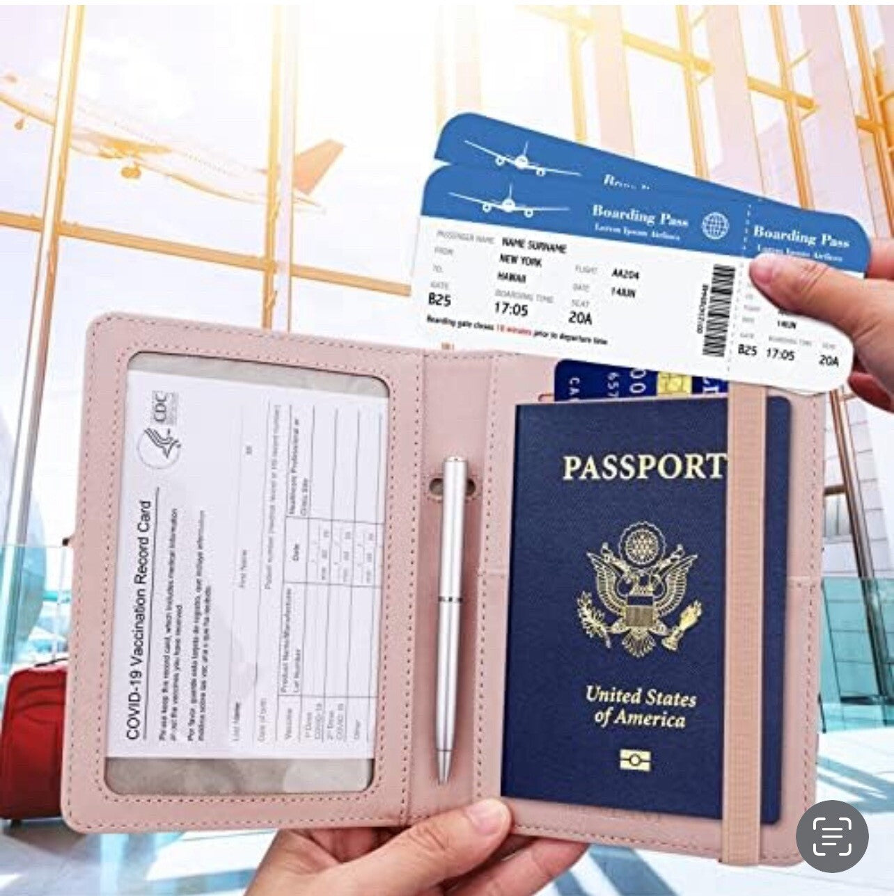 Passport & Vaccine Card Holder Hockey Design 6" X 4.5" New In Package