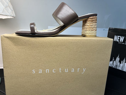 Sanctuary Womens Bold Brown Mocha Leather Slip On Heels Shoes NEW 9.5 M