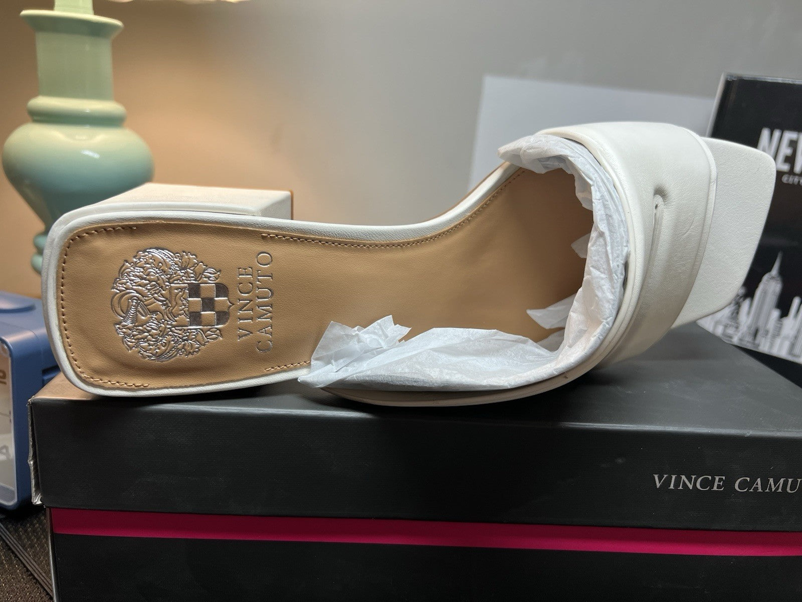 Vince Camuto Leather Strappy Mules Jinani Coconut Cream  Baby Sheep Size 12M