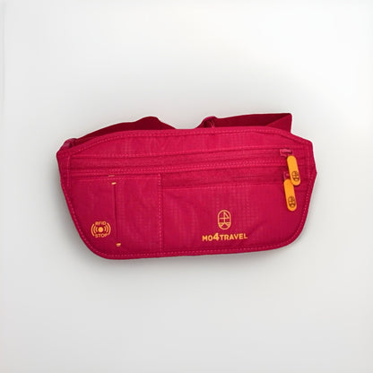 MO4Travel Travel Money Belt with Slim Passport Holder RFID Blocking BURGUNDY