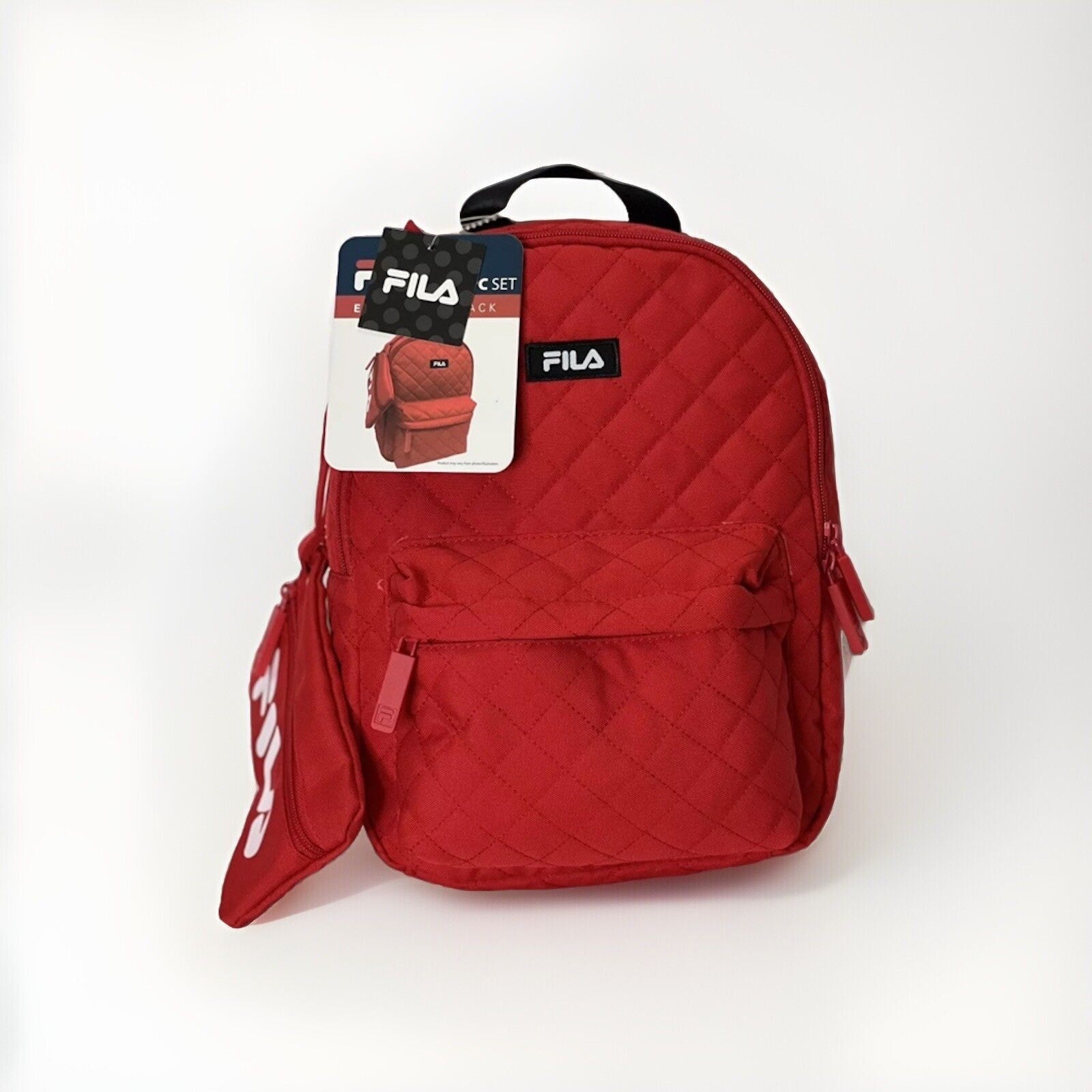 Fila Womens Backpack Red Quilt With Pouch Medium Eileen 2-pc Set Backpack NWT