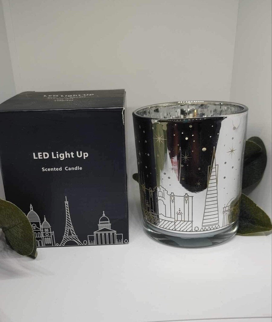 Light Sensitive LED Light Scented Candle, 4.9oz Home Scented Candle, Plated Cup 