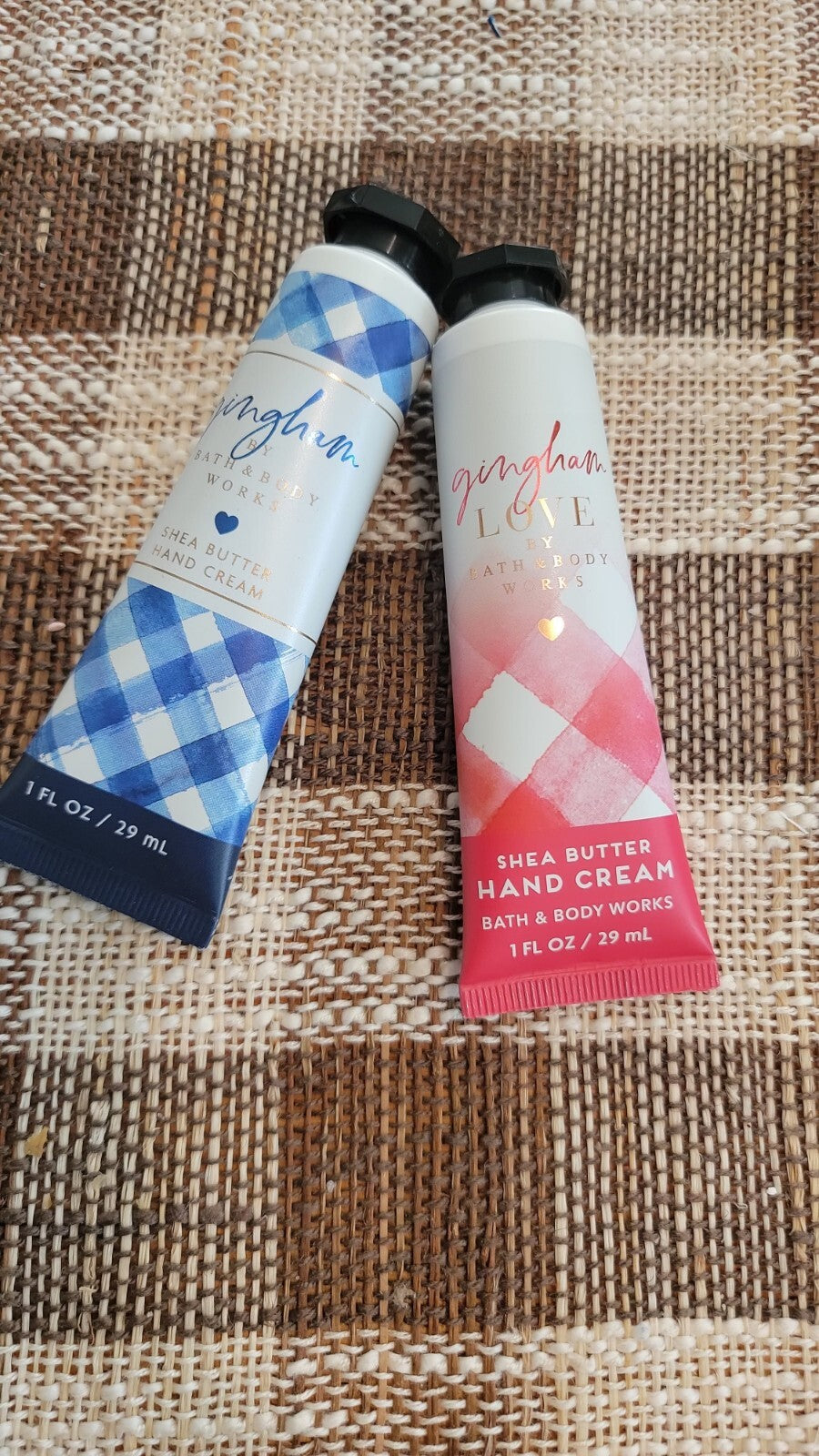 2 Bath & Body Works Gingham Love & Original Shea Butter Hand Cream 1 fl oz each