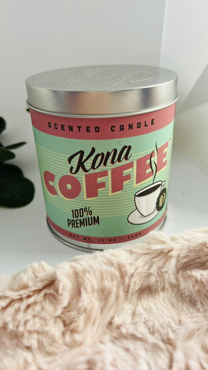 KONA COFFEE Single Wick Decorative Tin Candle 13 Oz