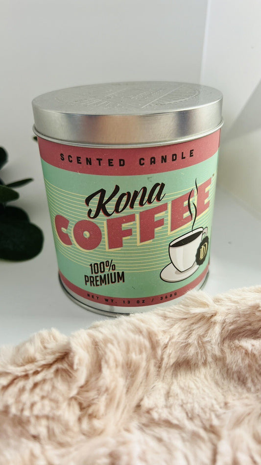 KONA COFFEE Single Wick Decorative Tin Candle 13 Oz