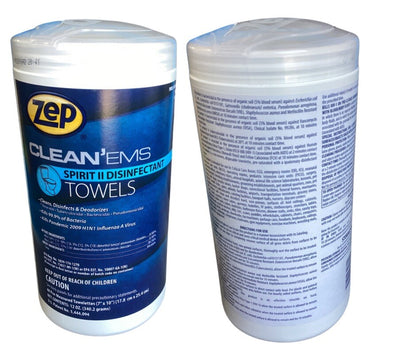 3 Pack-Zep Cleaning Towels, 7"x10" Wipe Spirit II Disinfectant Towels @40s