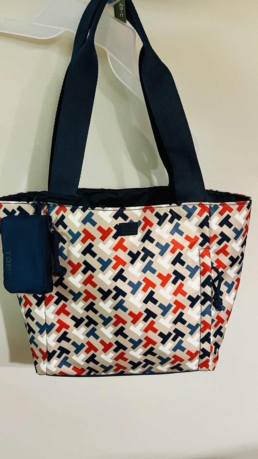 Tommy Hilfiger Handbag Tote with Pouch Multi Print Nylon SRP $138