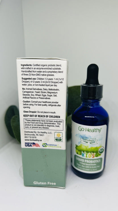 Go Healthy Probiotics Kids 2oz Vegan /Organic Liquid, 2 oz/ Exp. 01/25