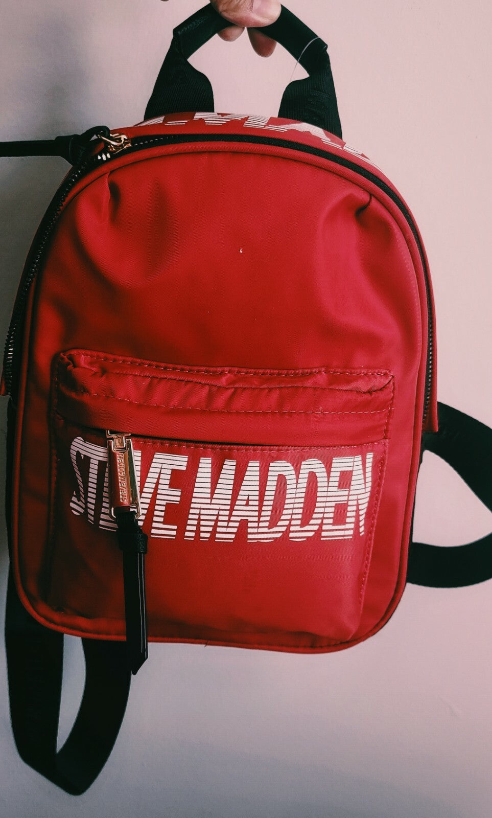 Steve Madden Womens Red Mini Force Red &Black Travel backpack SRP $98