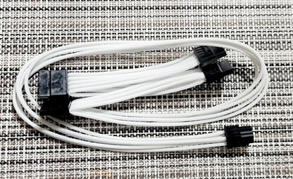 PSU Extension Cable PC Power Supply Cable, Soft Nylon Braided White
