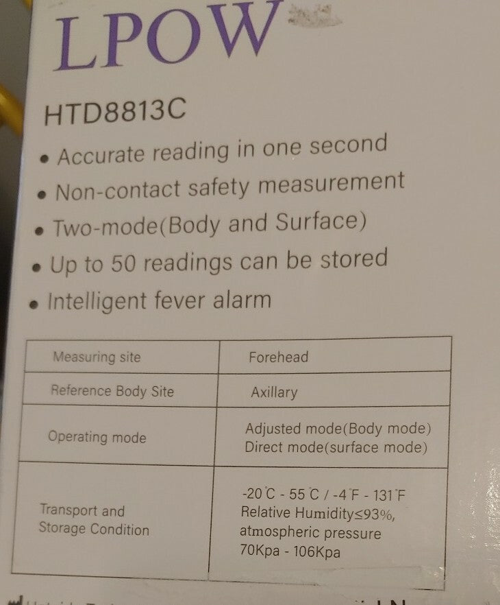 LPOW Non Contact Infrared Thermometer for Adults and Kids