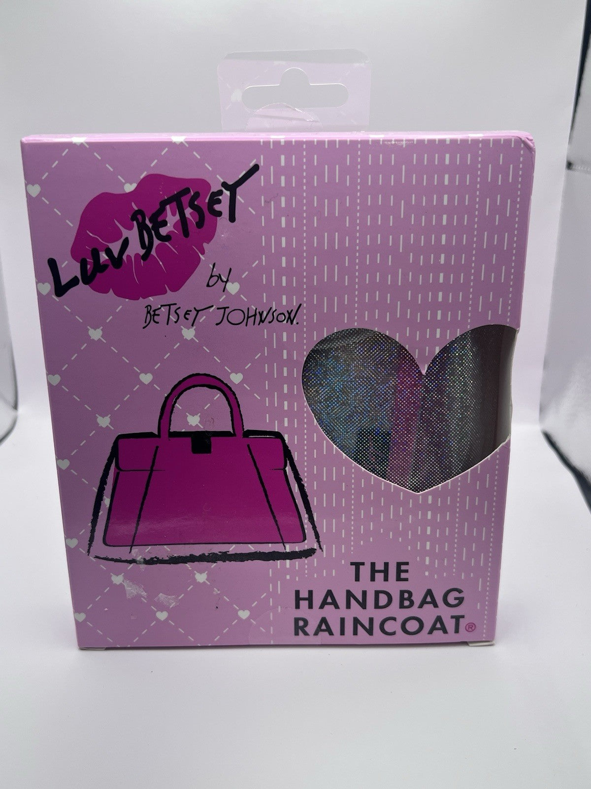 Betsey Johnson Handbag Raincoat Adjustable Purse Cover NIB Pink Heart