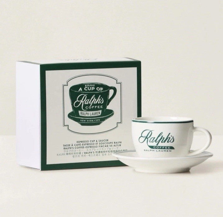 RALPH'S COFFEE Ralph Lauren New York City Porcelain Espresso Cup & Saucer Set