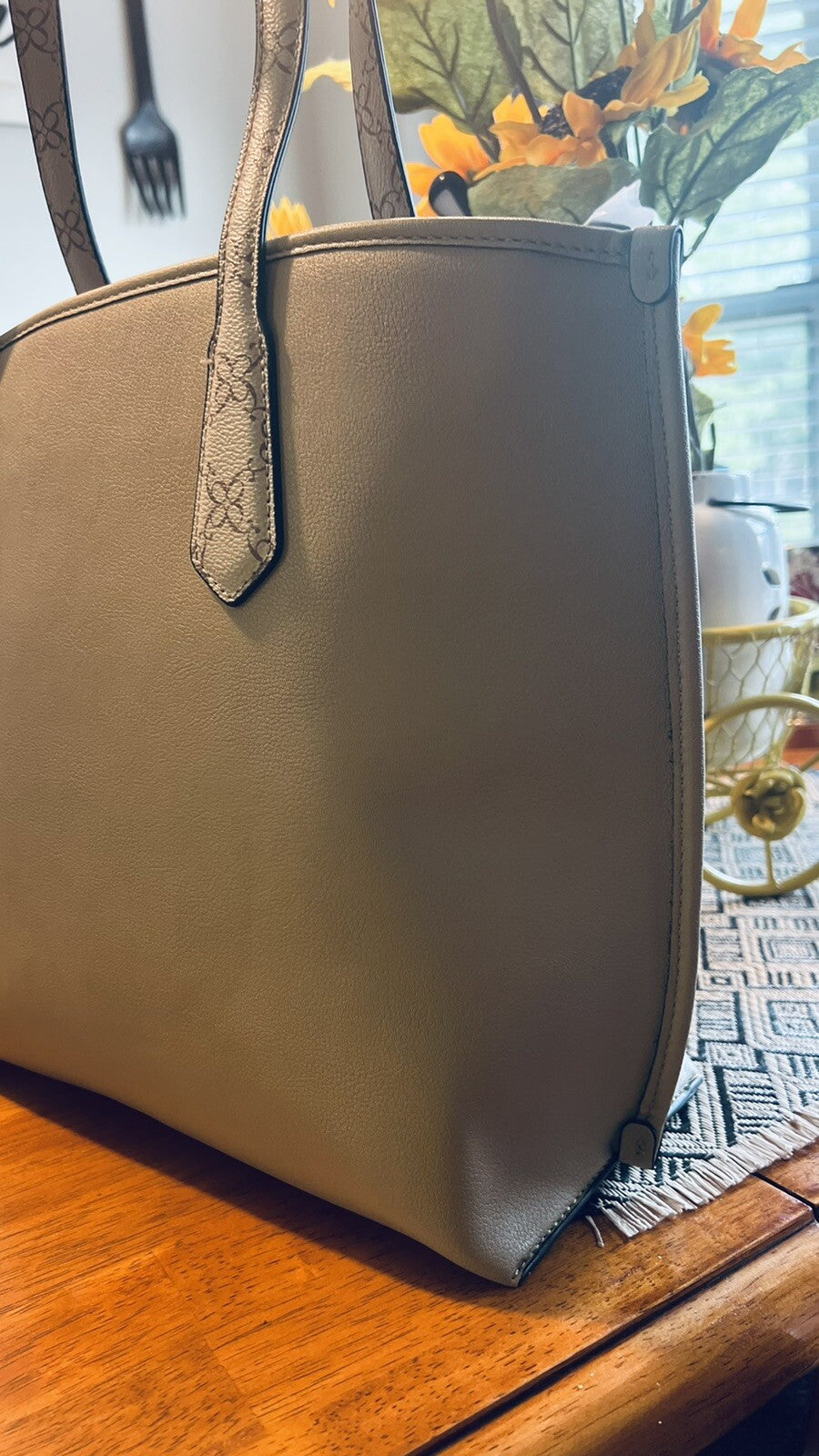 Nine West Jodie Carry all Logo Tote Bag/ Mushroom Multi NWT